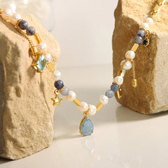 Celestial Charm Pearl & Gemstone Necklace