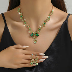 Flower Water Diamond Necklace Earrings