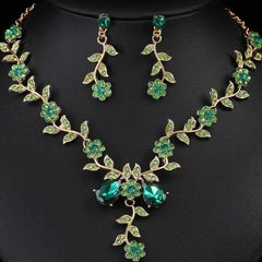 Flower Water Diamond Necklace Earrings