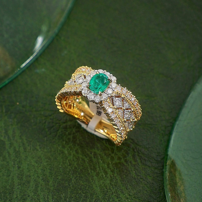 Luxury Lace-Inspired Gemstone Statement Ring