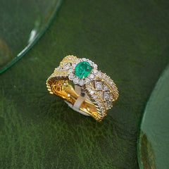 Luxury Lace-Inspired Gemstone Statement Ring