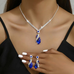 Love Water Drop Pendant Claw Chain Jewelry Set