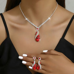 Love Water Drop Pendant Claw Chain Jewelry Set