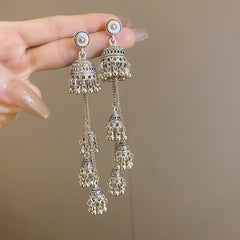 ikira_Jewelry_Earrings_Metallic wind chime tassel earrings_Silver bell