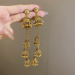 ikira_Jewelry_Earrings_Metallic wind chime tassel earrings_golden bell