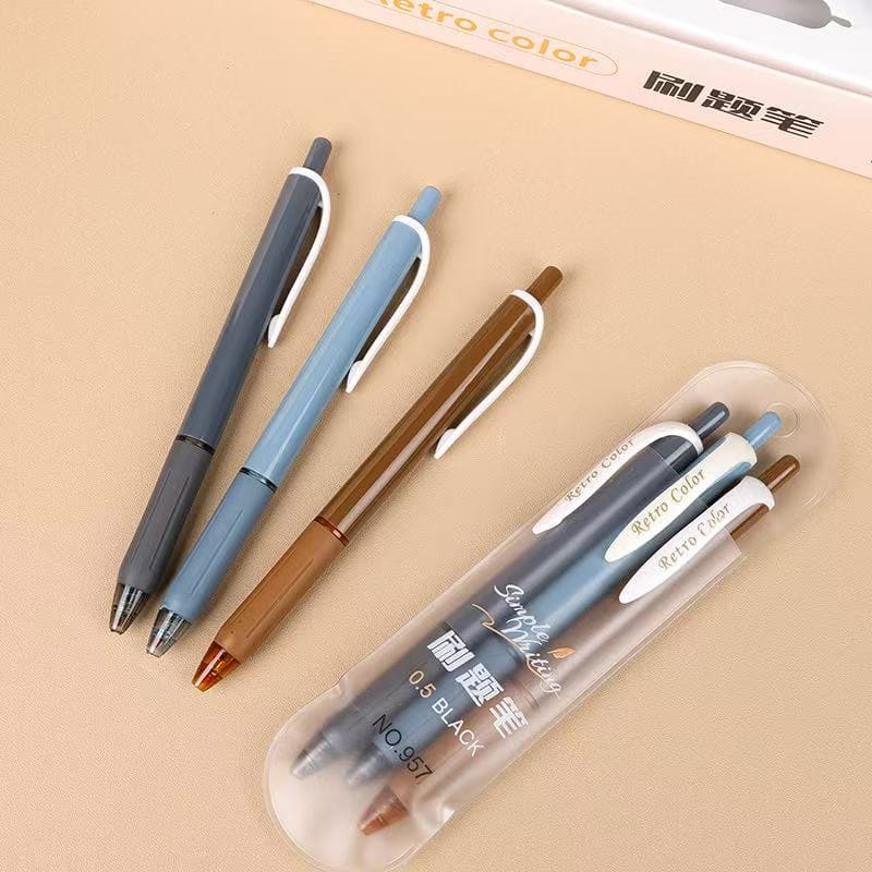 Retro Color Simple Writing Pen-3pcs