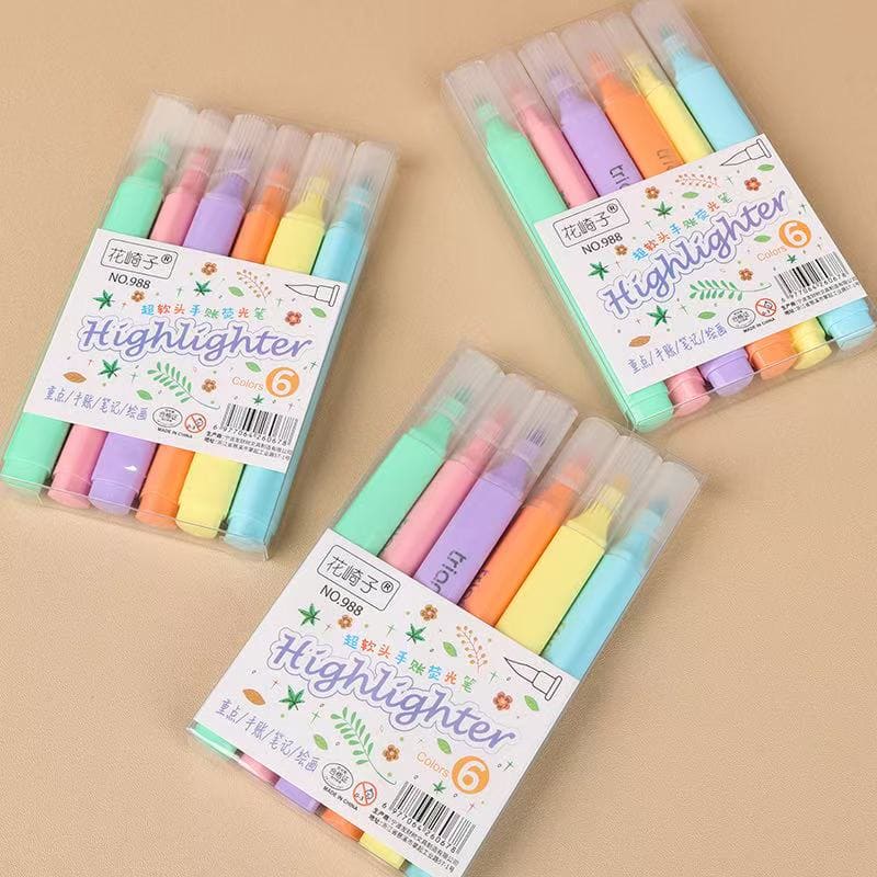 Soft Tip Candy Colored Highlighter-6pcs