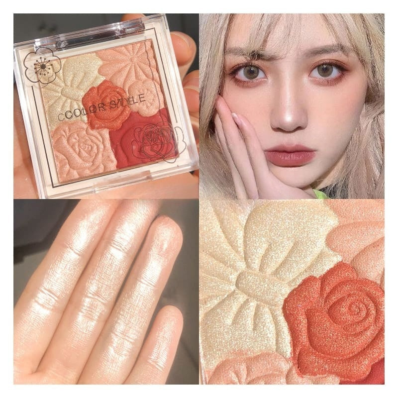 Embossed petal powder blusher plate