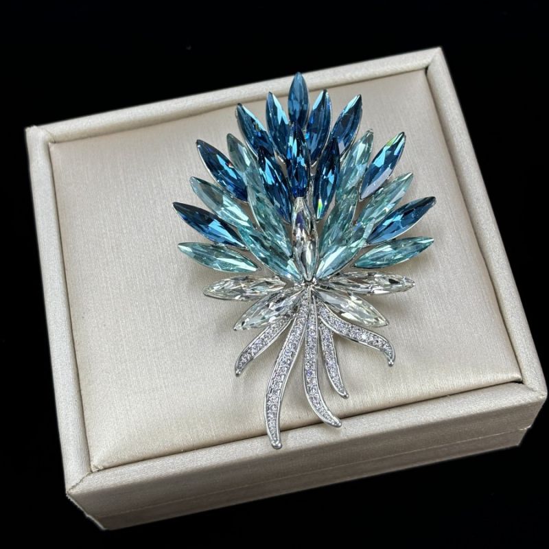 Azure Peacock Crystal Brooch