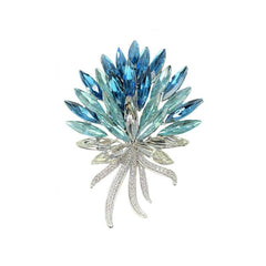 Azure Peacock Crystal Brooch