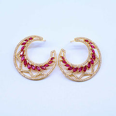 Crescent Gem Statement Earrings
