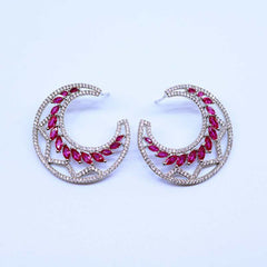 Crescent Gem Statement Earrings