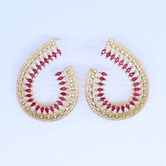 Glamorous Open Crescent Gem Earrings