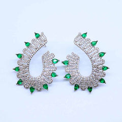 Glamorous Winged Teardrop Gem Earrings