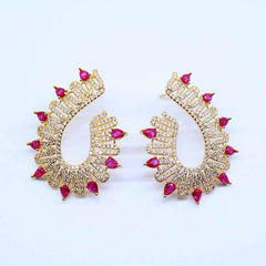 Glamorous Winged Teardrop Gem Earrings