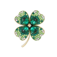 Lucky Clover Crystal Brooch