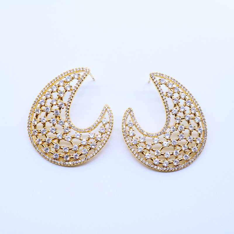 Luminous Crescent Filigree Earrings