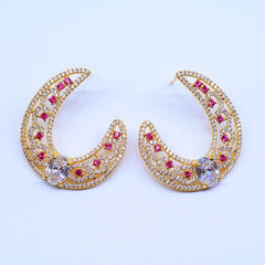 Ornate Crescent Gem Earrings