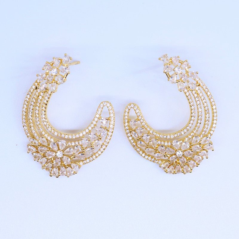 Radiant Crescent Gem Earrings