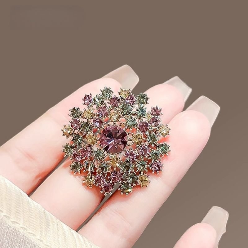 Vintage Blossom Multi-Hue Crystal Brooch