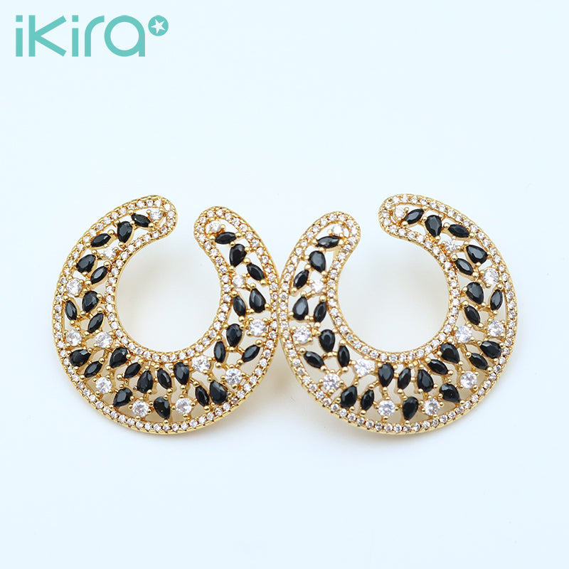 ikira_jewelry_earrings_black_white_and_gold_round_stud_earrings_black_1