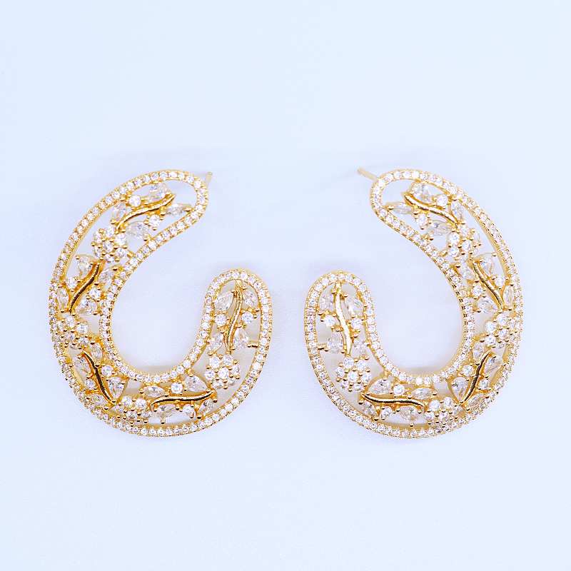 Blossom Crescent Flower Stud Earrings