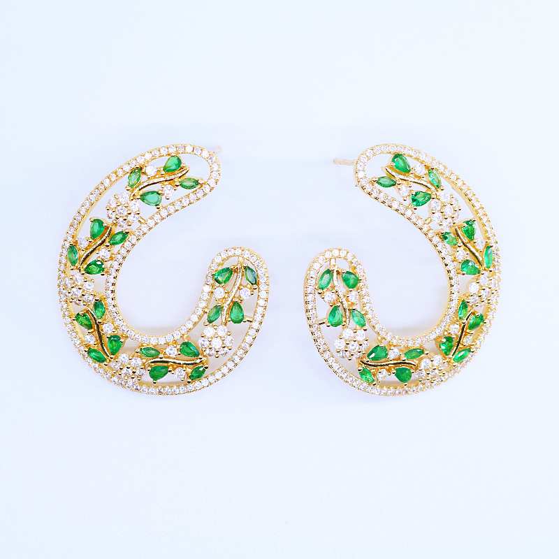 Blossom Crescent Flower Stud Earrings