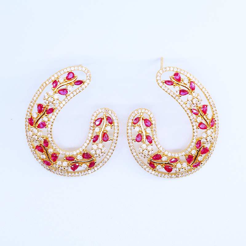 Blossom Crescent Flower Stud Earrings