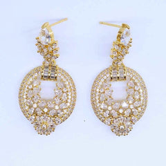 Crown-Shaped Diamond Tassel Earrings