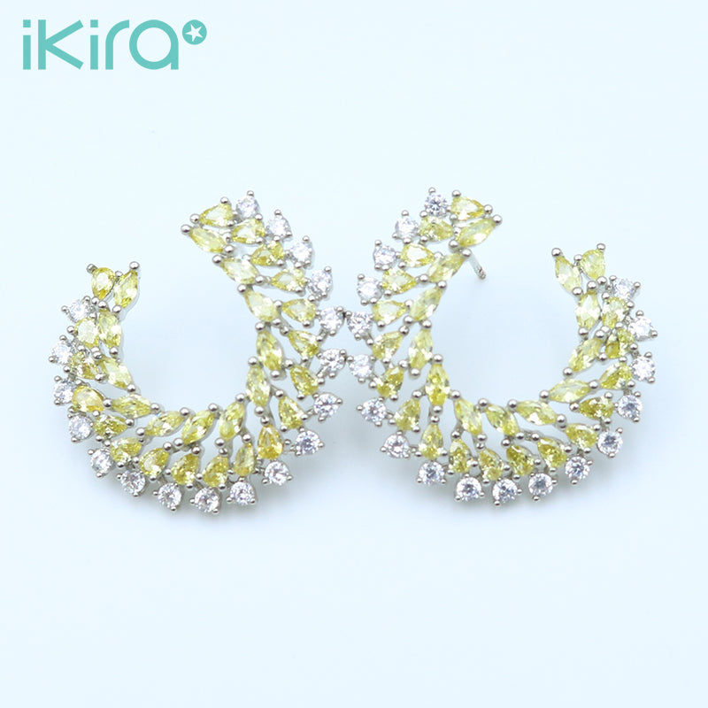ikira_jewelry_earrings_silver_green_hoop_stud_earrings_green_1