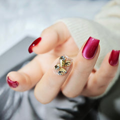 Nails Salon Acrylic Handmade, Press On Nails, 'ELEGANT BARBIE', Manicure, Short Length, Coffin Shape, Gel Glue Included