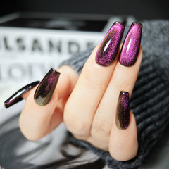 Nails Salon Acrylic Handmade, Press On Nails, 'TWILIGHT', Manicure, Long Length, Coffin Shape, Gel Glue Included