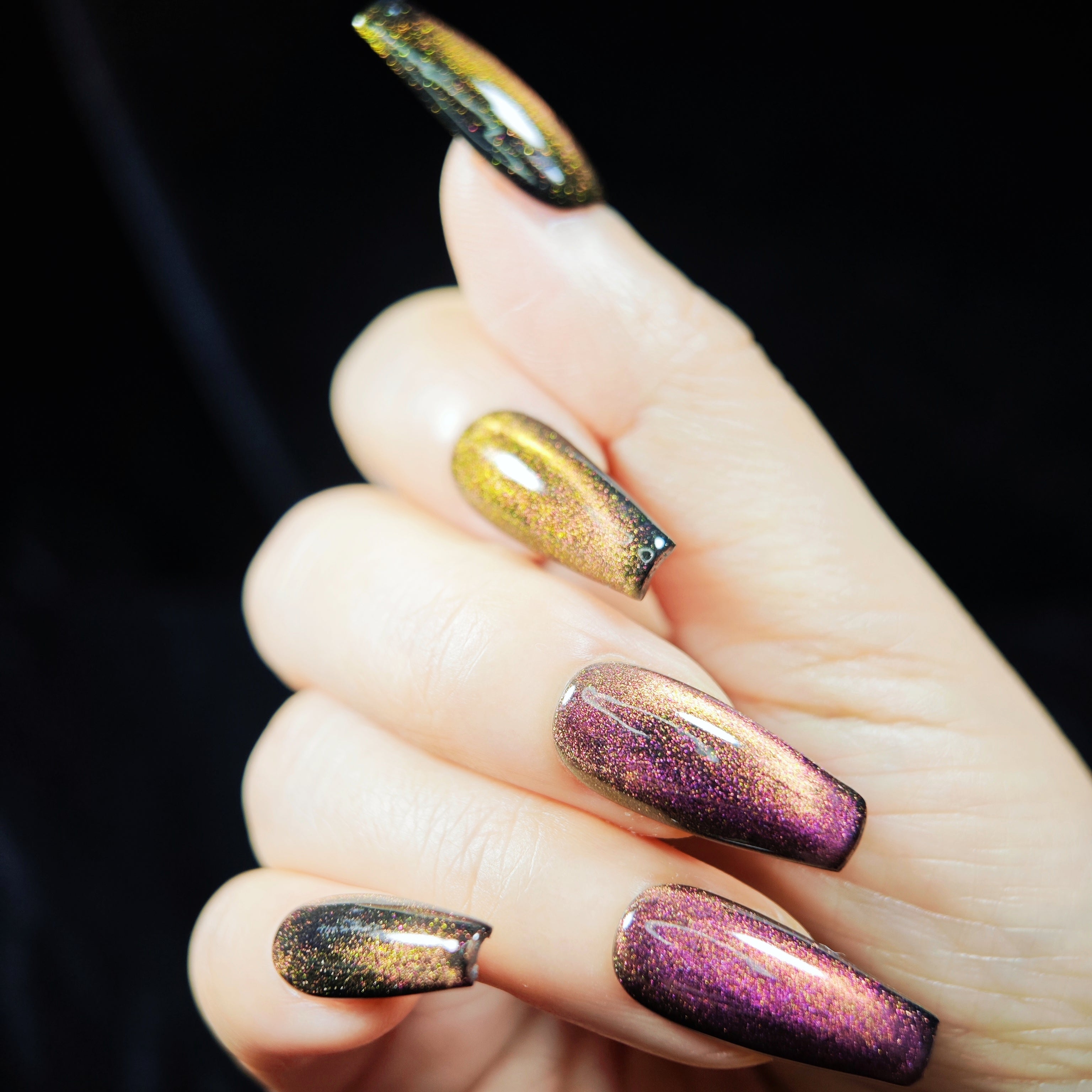 Nails Salon Acrylic Handmade, Press On Nails, 'TWILIGHT', Manicure, Long Length, Coffin Shape, Gel Glue Included
